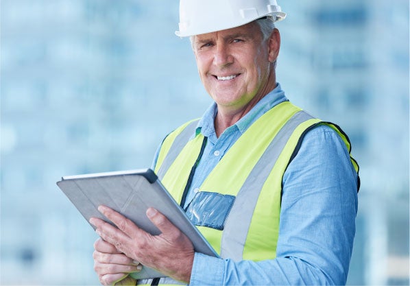 Man working on tablet
